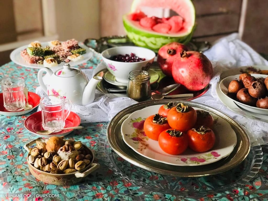 Fruits And Nuts For Yalda Night In Iran