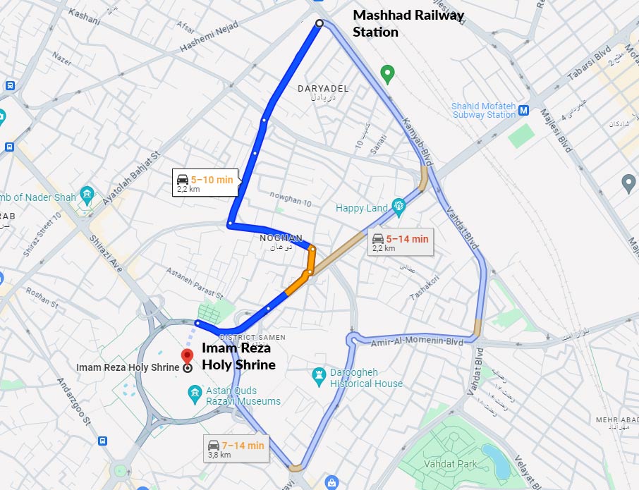 Travel To Mashhad By Train: Everything You Need To Know 2 From Mashhad Railway Station To Imam Reza Shrine By Car