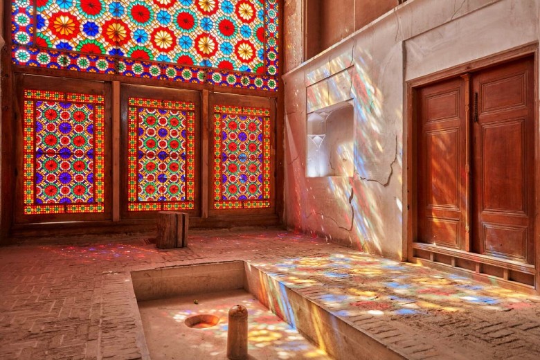 Colorful Glass Windows Of Dowlatabad Garden'S Buildings