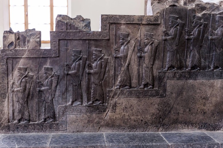 Persian Lancers And Archers On The Outer Side Of A Stair­case Placed In A Persepolis Palace, National Museum Of Iran, Tehran