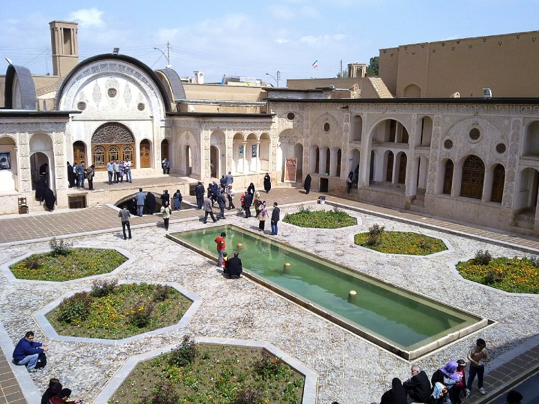 Entrance And Courtyard Of Tabatabaei House In Kashan