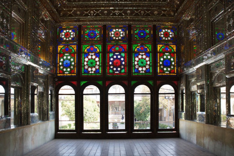 Interior With Stained Glass Windows Of The Zinat Al-Molk House In Shiraz