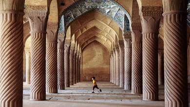 Child Running Inside Vakil Mosque, Shiraz, Chiraz , Iran