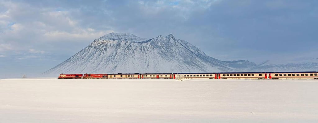 Van Lake Express Through Snowy Landscapes