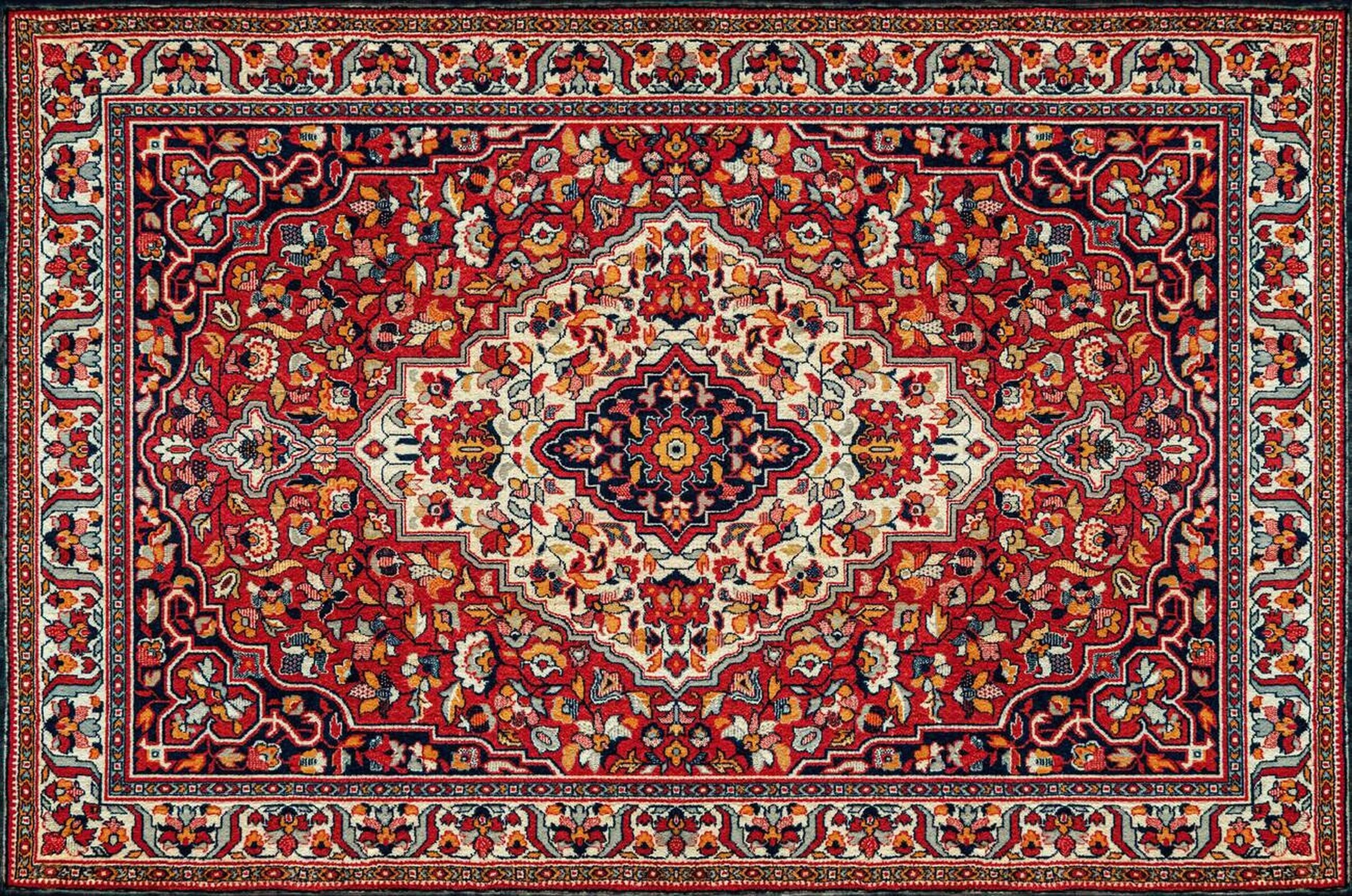 Old Red Persian Carpet Texture, Abstract Ornament