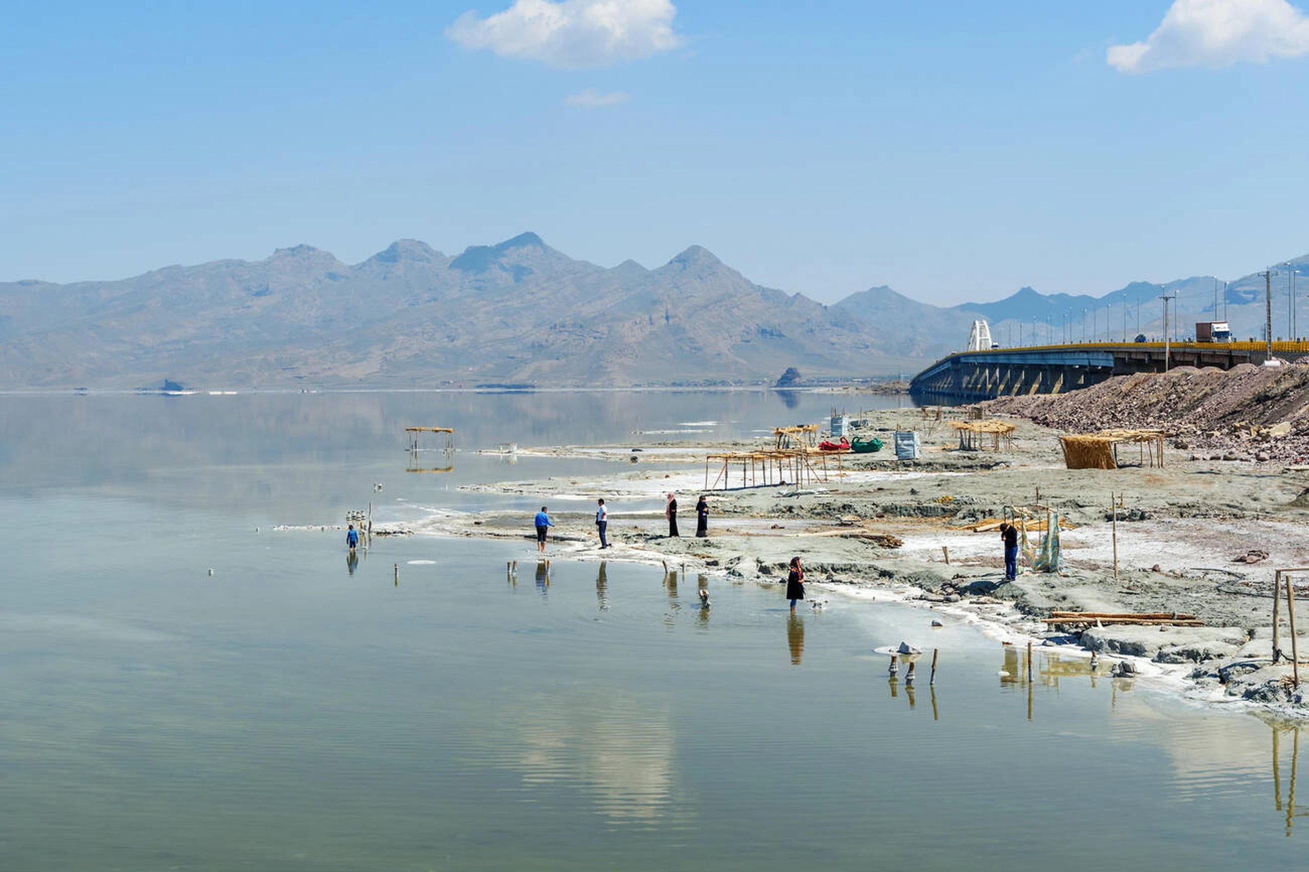 Urmia Salt Lake And Road Bridge