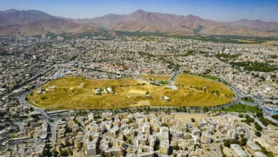 An Aerial View Of A City Of Hegmataneh