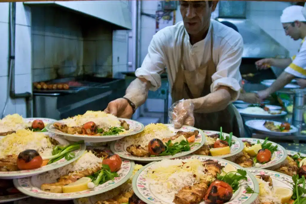 Chicken Kebab With Rice Iranian Food