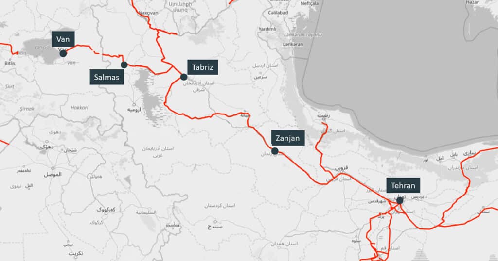 Tehran Van Train Route