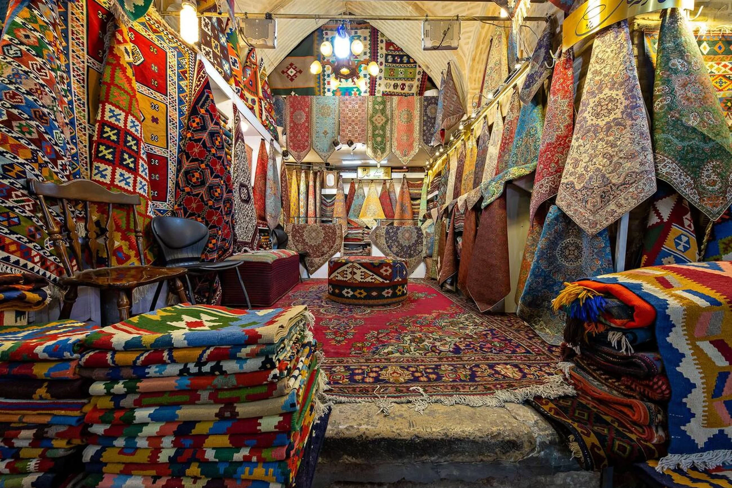 Colorful Persian Rugs In Vakil Bazaar, Shiraz