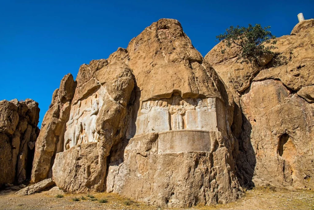 Reliefs Of Ardashir I The Great Bahram Ii And The Ancient Elamite Relief, Naqsh E Rostam, Rock Tombs Of The Great Kings, Naqsh E Rostam, Iran, Asia
