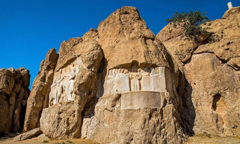 Reliefs Of Ardashir I The Great Bahram Ii And The Ancient Elamite Relief, Naqsh E Rostam, Rock Tombs Of The Great Kings, Naqsh E Rostam, Iran, Asia